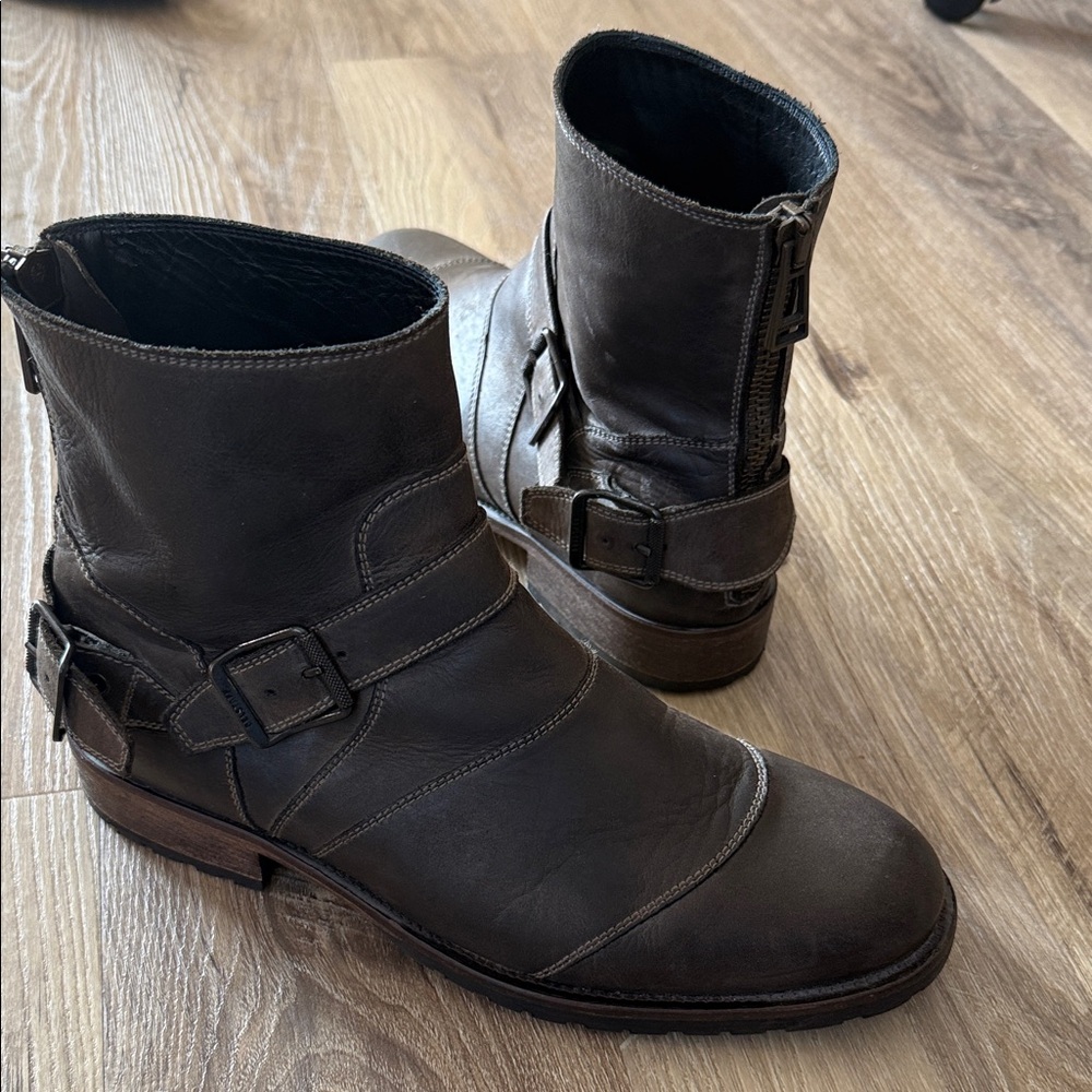 Belstaff Dark Brown Leather Buckle Boots